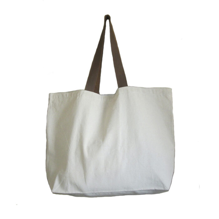 Bolso de algodón con asas de cuero